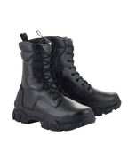 Alpinestars Ava Women Boots, urban motorlaarzen voor dames, zwart, volnerf lederen constructie, dikke verhoogde rubberen zool, vetersluiting aan de voorzijde met ritssluiting aan de zijkant, robuuste utilitaire stijl