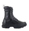 Alpinestars Ava dameslaarzen, urban motorlaarzen, zwart, zijprofiel, grove verhoogde rubberen zool, volnerf lederen constructie, vetersluiting, op utility geïnspireerd ontwerp voor op en naast de motor.