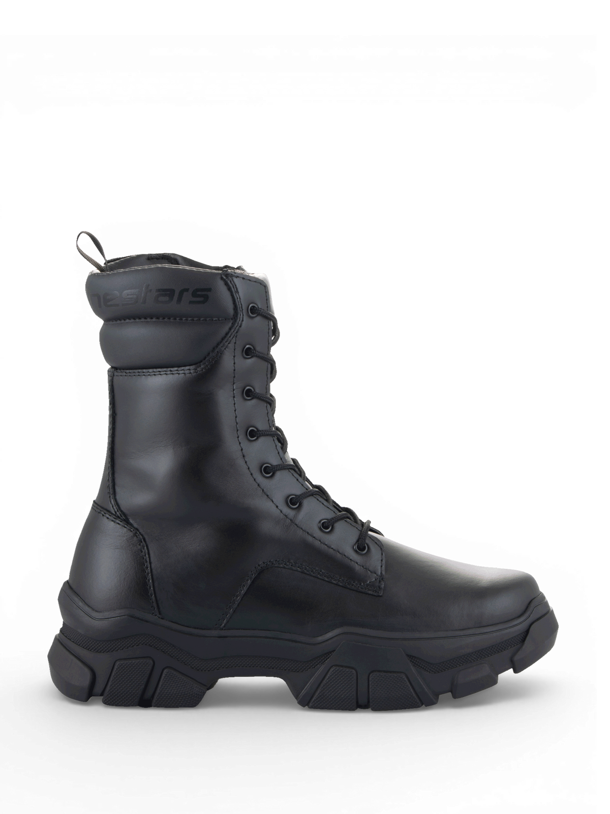 Alpinestars Ava Women's Boots, urban motorcycle riding boots in black leather with a chunky elevated sole.