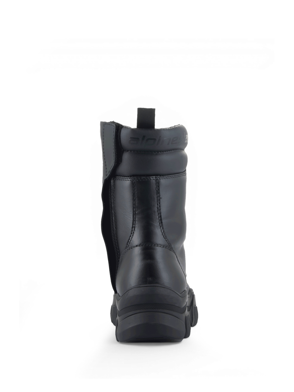Alpinestars Ava laarzen, zwarte leren urban dames motorlaarzen met een dikke verhoogde zool en zijrits.