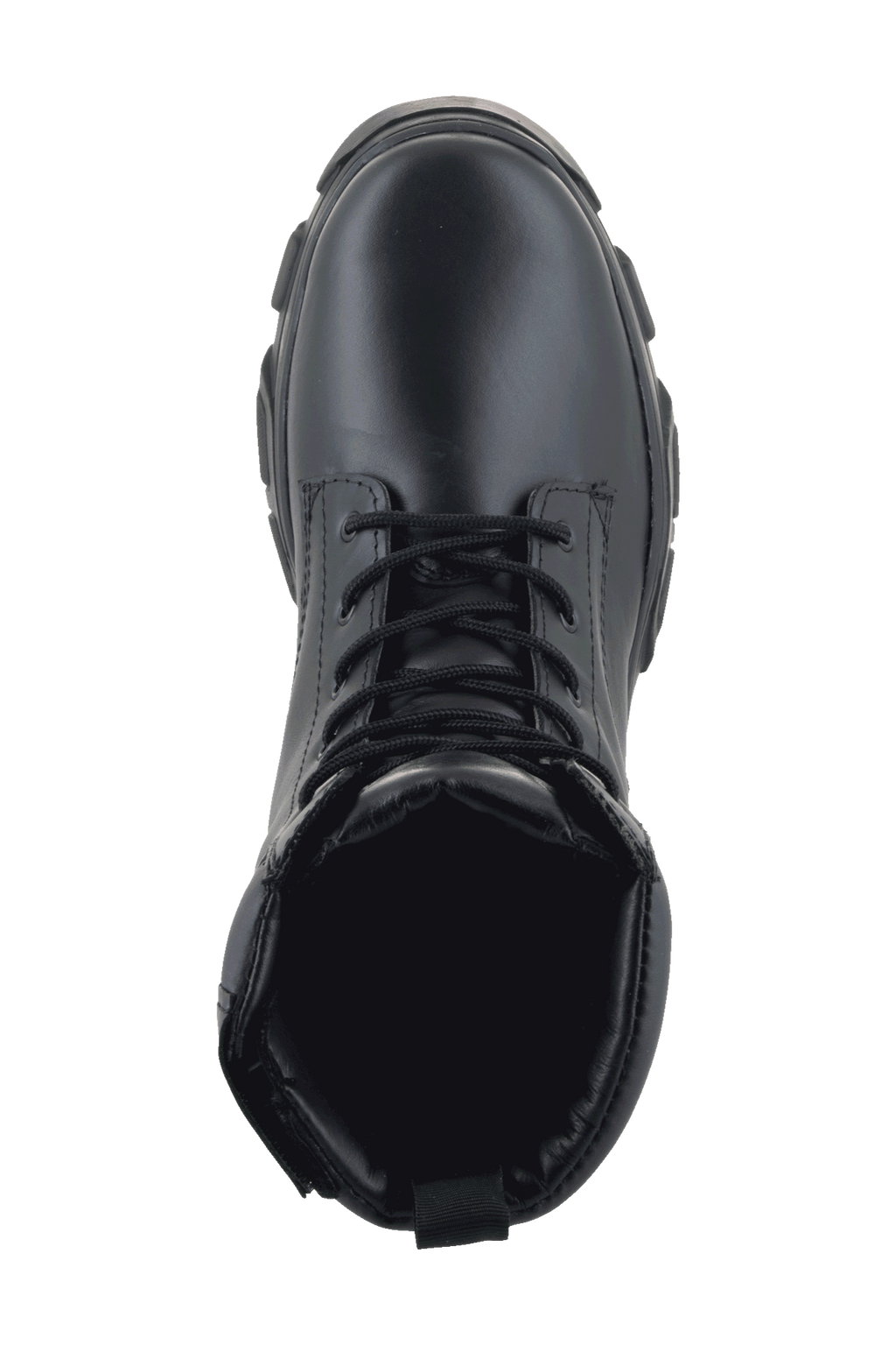 Alpinestars Ava Women Boots, urban motorlaarzen, zwart, bovenaanzicht met vetersluiting en dikke verhoogde rubberen zool, volnerf lederen utility-stijl ontwerp