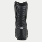 Alpinestars Origin Drystar® laarzen, touring motorlaarzen, zwart, achteraanzicht met accordeon-flexzones op de achillespees en kuit, reflecterend hieldetail en duurzame microvezelconstructie