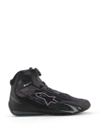 Alpinestars Celer Superair schoenen, motorschoenen, zwart en donkergrijs, zijprofiel met textielconstructie voor hoge luchtstroom, voorzien van een Rotor-sluitingssysteem en beschermende TPU-verstevigingen, gestroomlijnd sportief motorsportontwerp.