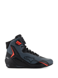 Alpinestars Faster-4 schoenen, hoge motorschoenen, donkergrijs en zwart met levendige rode accenten, gestroomlijnd bovenwerk van microvezel, sterlogo aan de zijkant, veilig vetersysteem met verstelbare enkelband