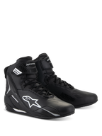 Alpinestars Stella Faster-4 Shoes, Women's Motorcycle Riding Shoes, Black with White accents, high-top sporty design with lace-up closure and hook-and-loop ankle strap, durable microfiber construction with protective side logos