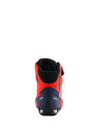 Alpinestars MM93 Faster-4 Shoes, Motorcycle Riding Shoes, Red Fluo and Dark Blue, rear view showing the 93 branding, reinforced heel counter, and black mesh interior