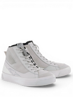 Alpinestars Stella Stated Podium Shoes, women's white and cool gray urban motorcycle riding shoes with a vulcanized sole.