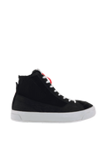 Alpinestars Stella Stated Podium Shoes, women's black and white urban riding sneakers with durable vulcanized soles.