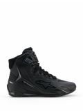 Alpinestars Faster-4 Drystar® schoenen, motorrijschoenen in zwart en Cool Gray, hoog model met vetersluiting en klittenband enkelband, voorzien van Drystar waterdichte branding en Alpinestars ster-logo, slank sportief profiel voor rijden op de weg