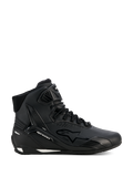 Alpinestars Stella Faster-4 Drystar schoenen, motorschoenen voor dames, zwart en zilver, hoog model, vetersluiting met klittenband enkelband, naadloos microvezel bovenwerk, waterdichte technologie, witte accenten op de zool en hiel