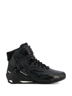 Alpinestars Stella Faster-4 Drystar schoenen, motorschoenen voor dames, zwart en zilver, hoog model, vetersluiting met klittenband enkelband, naadloos microvezel bovenwerk, waterdichte technologie, witte accenten op de zool en hiel