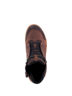 Alpinestars Chrome Crafted Drystar® Shoes, stedelijke motorschoenen, bruin met gumzool, bovenaanzicht, bovenwerk van leer en suède met donkere veters, casual waterdichte motorschoenen