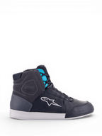 Alpinestars Chrome Drystar® schoenen, waterdichte urban motorlaarzen voor dames, zwart en turquoise, leer en suëde.