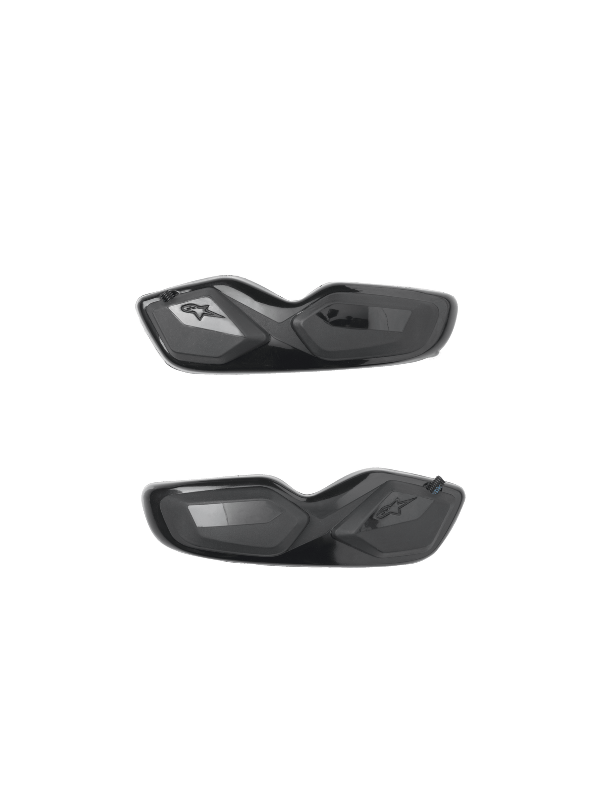 Alpinestars SMX-6 teenschuivers, reserveonderdelen voor motorlaarzen, zwart, glanzende en matte afwerking, aerodynamisch ontwerp met reliëf sterlogo, paar voor race- en sportgebruik