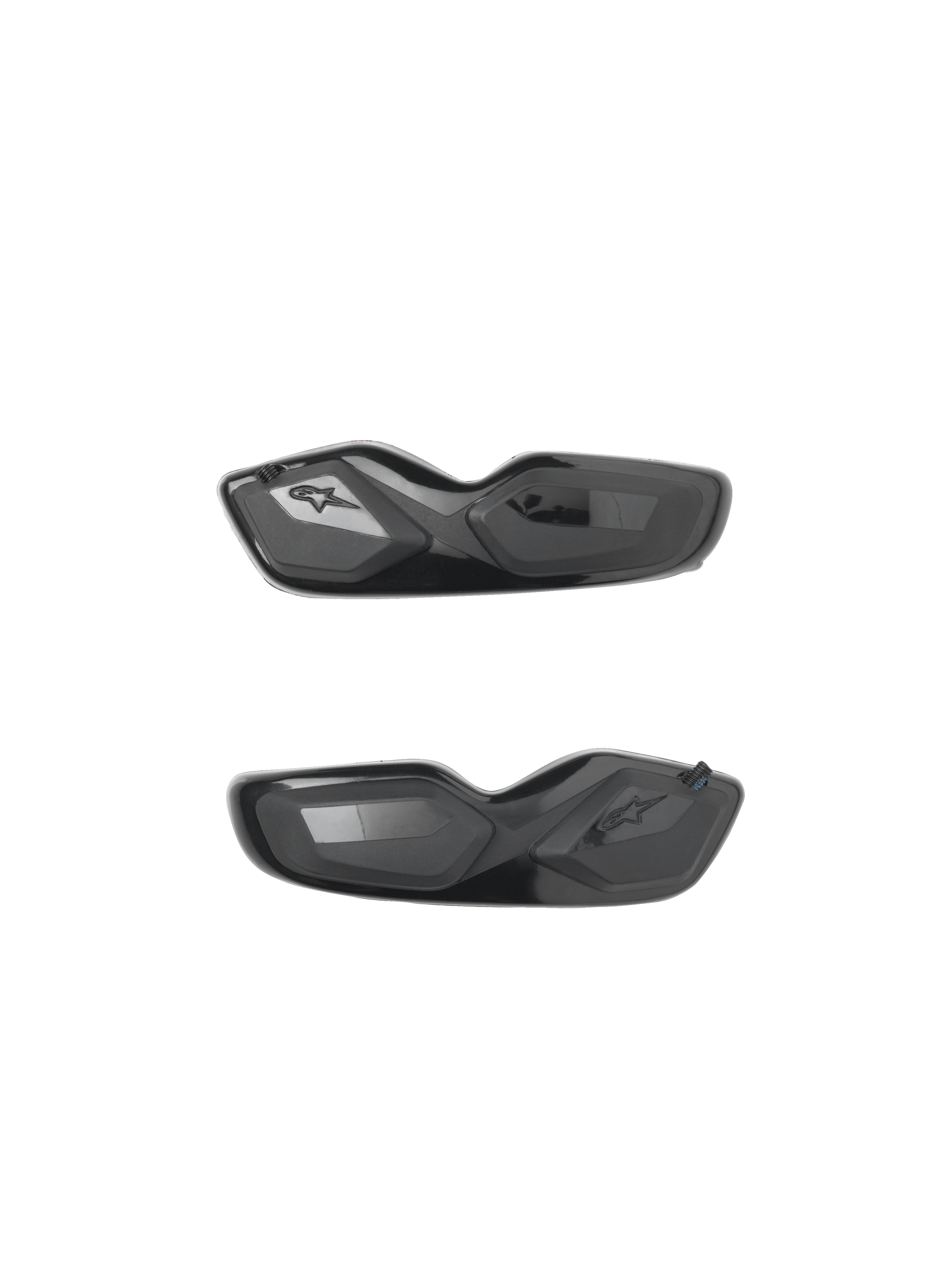 Alpinestars SMX-6 teenschuivers, reserveonderdelen voor motorlaarzen, zwart, glanzende en matte afwerking, aerodynamisch ontwerp met reliëf sterlogo, paar voor race- en sportgebruik