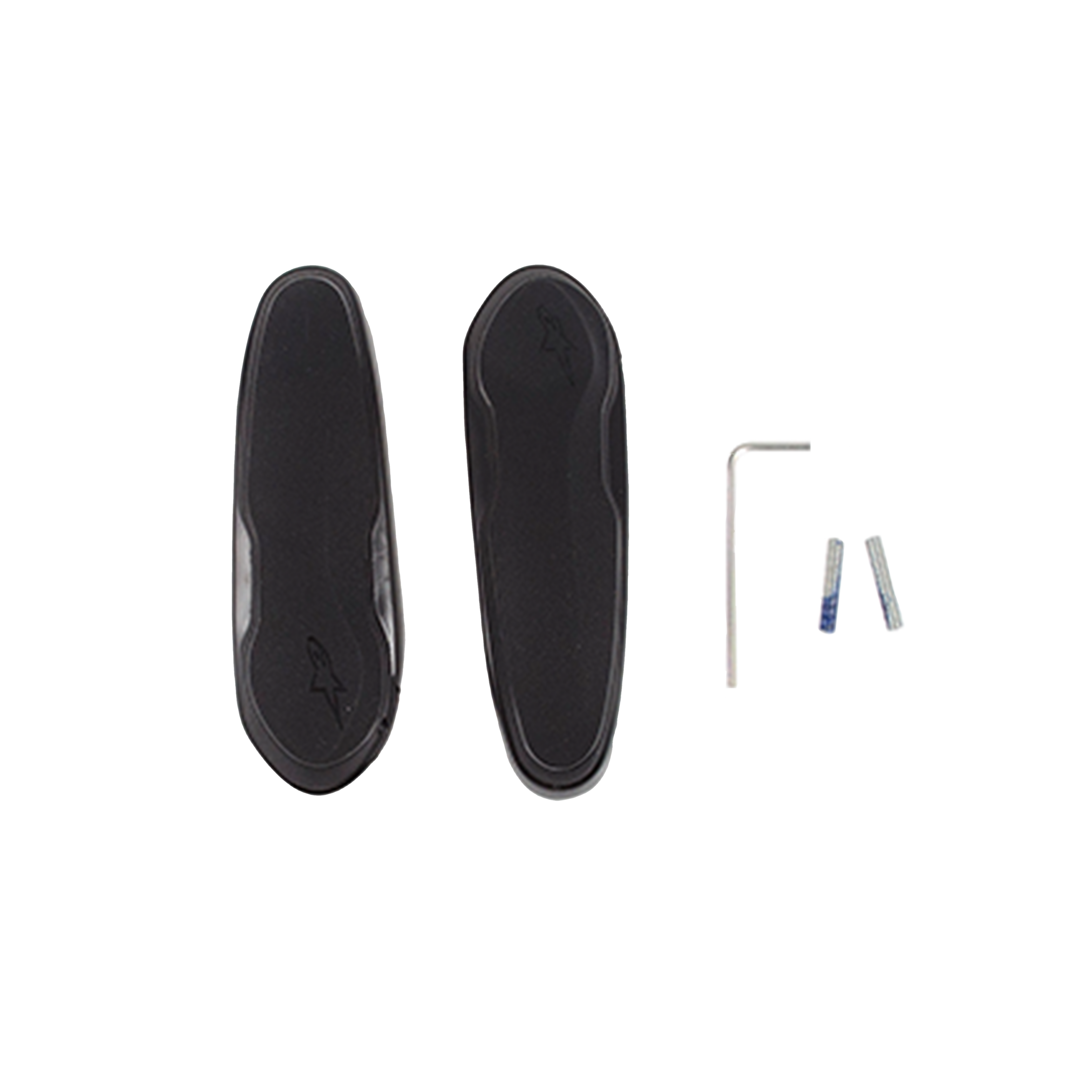 Alpinestars Toe Slider met schroeven, reserveonderdelen voor motorlaarzen, zwart, twee kunststof sliders met ingedrukt Astars-logo, inclusief zilveren inbussleutel en montagemateriaal voor racelaarzen