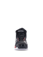 Alpinestars CR-X Drystar® motorschoen voor dames, Black White Diva Pink, vooraanzicht, waterdicht motorschoeisel met technisch textiel bovenwerk, veters en klittenband enkelband, voorzien van witte branding en Diva Pink accenten.