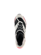Alpinestars CR-X Drystar® motorschoenen voor dames, wit middengrijs zwart en Diva Pink, bovenaanzicht met focus op de vetersluiting en binnenvoering, sportief ontwerp geïnspireerd op hardloopschoenen met roze accenten, waterdichte motorschoenen