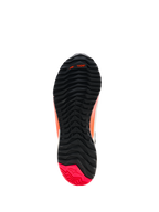Alpinestars CR-X Dames Drystar® rijschoenen, aanzicht van de buitenzool, zwart met Diva Pink hiel, robuust profiel met asymmetrische noppenconfiguratie, flexgroeven in de voorvoet en TPF-branding