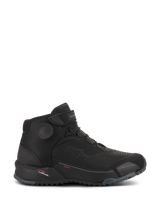 Alpinestars CR-X Drystar® Riding Shoes, Motorcycle Riding Shoes, Black, side profile view, sleek sneaker-inspired design with a rugged outsole, featuring Drystar branding and protective ankle discs