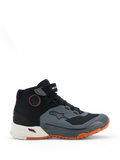 Alpinestars CR-X Drystar rijschoenen, motorschoenen, zwart, donkergrijs en roestbruin, hoog model met klittenband enkelband, waterdicht Drystar-membraan, witte tussenzool en feloranje grove buitenzool