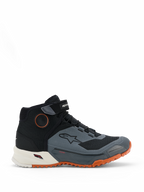 Alpinestars CR-X Drystar rijschoenen, motorschoenen, zwart, donkergrijs en roestbruin, hoog model met klittenband enkelband, waterdicht Drystar-membraan, witte tussenzool en feloranje grove buitenzool