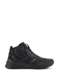 Alpinestars Speedflight schoenen, zwarte hoge sneakers, urban motorschoenen, ripstop bovenwerk met naadloze versterking, Alpinestars sterlogo, dikke zool met dubbele dichtheid, moderne streetwear-stijl