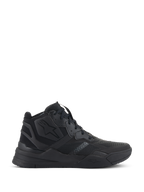 Alpinestars Speedflight schoenen, zwarte hoge sneakers, urban motorschoenen, ripstop bovenwerk met naadloze versterking, Alpinestars sterlogo, dikke zool met dubbele dichtheid, moderne streetwear-stijl