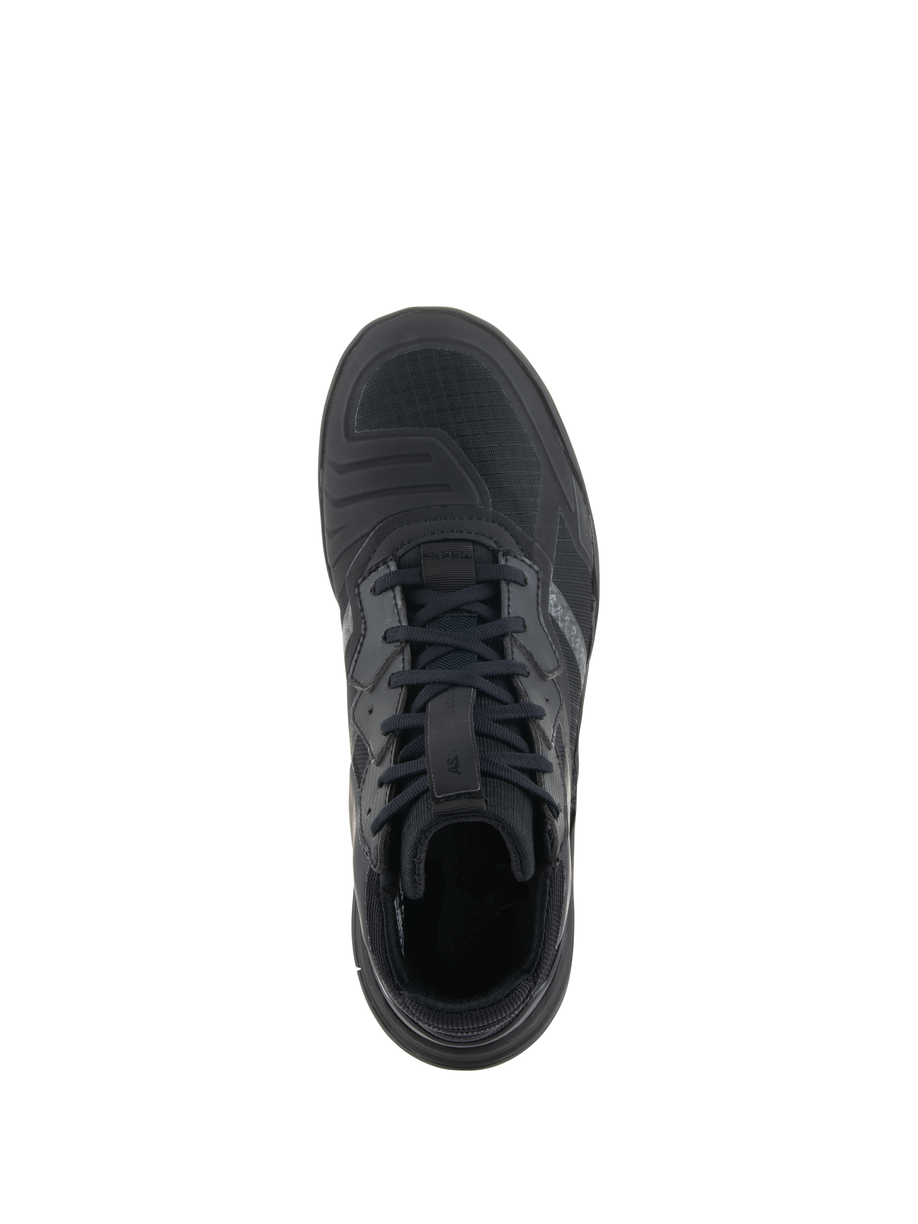Alpinestars Speedflight schoenen, Black Black, bovenaanzicht, met prestatiegerichte ripstop bovenkant en geïntegreerd schakelpaneel, zwarte veters en een strak urban motorontwerp