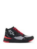 Alpinestars Speedflight Shoes, hoge motorsneakers, zwart en felrood met grijze panelen, voorzien van wit sterlogo, rode veters en sportief urban design met TPF-tussenzool