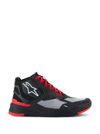 Alpinestars Speedflight Shoes, hoge motorsneakers, zwart en felrood met grijze panelen, voorzien van wit sterlogo, rode veters en sportief urban design met TPF-tussenzool