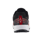 Alpinestars Meta Road V2 schoenen, sportswear schoenen, rood, zwart en wit, achteraanzicht met hiel-detail met wit Astars-logo op een rode streep, horizontale rode accenten, zwart mesh bovenwerk en witte tussenzool