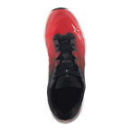 Alpinestars Meta Road V2 schoenen, sportswear schoenen, rood, zwart en wit, bovenaanzicht met een kleurverloop van rood naar zwart, zwarte veters en wit Alpinestars-logo, ontworpen voor dagelijks comfort en race-team werkkleding