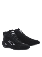 Alpinestars SP V2 Shoes, Auto Racing Shoes, Black, high-top suede design with white embroidered star logo and SP branding, thin F1-specification sole for precision pedal feel, professional motorsport footwear