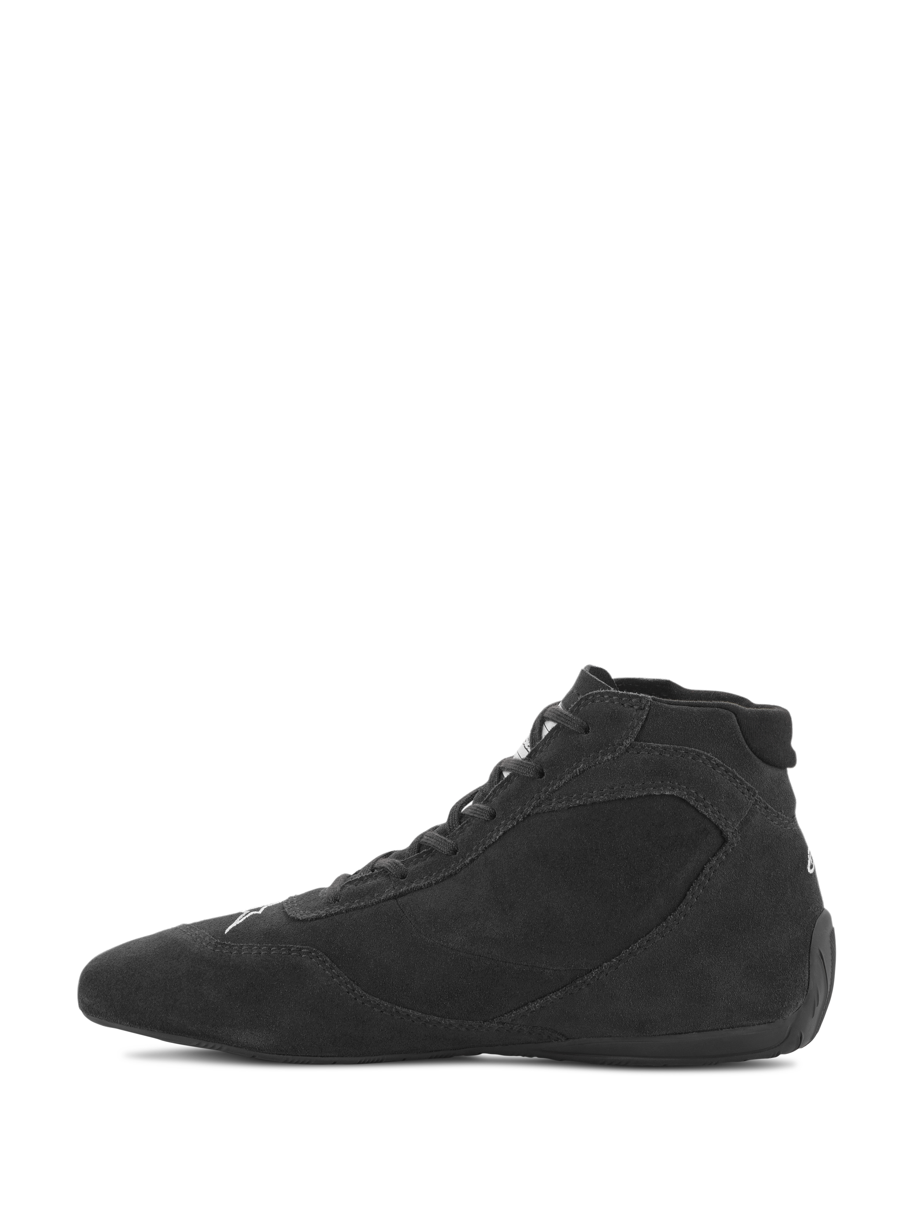 Alpinestars SP V2 Shoes, Auto Racing Shoes, Black, sleek high-top profile with premium suede upper and thin rubber sole, designed for precision pedal feel in motorsport