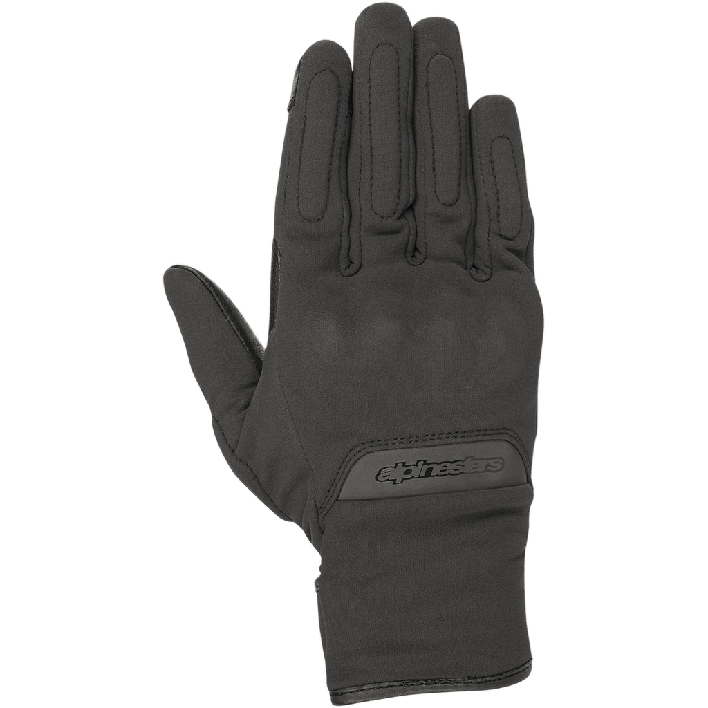 Alpinestars C1 Windstopper V2 Gloves, Urban Motorcycle Gloves, Black, top view showing the back of the hand, windproof textile construction, subtle integrated knuckle protection, Alpinestars branding on the wrist cuff