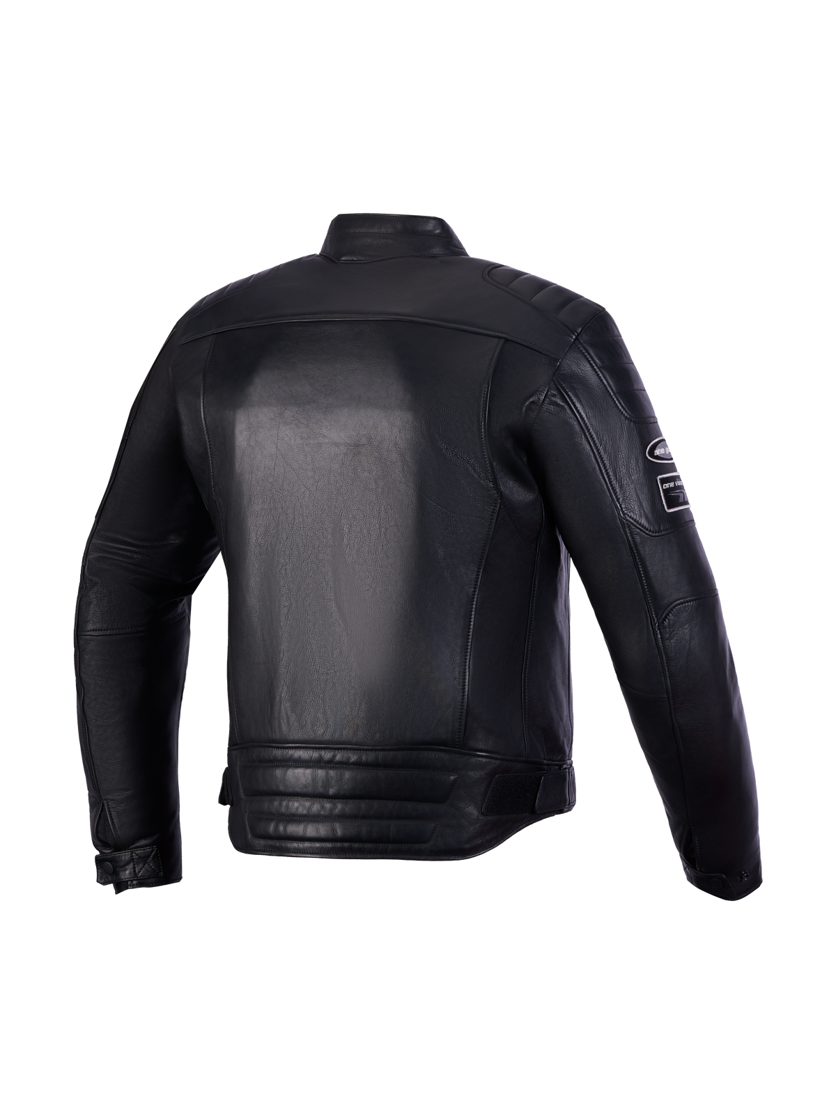 Alpinestars Revern Leren jas, heren motorjas, achteraanzicht met premium rundleer constructie, klassieke heritage-stijl en schouder- en elleboogbescherming, zwart
