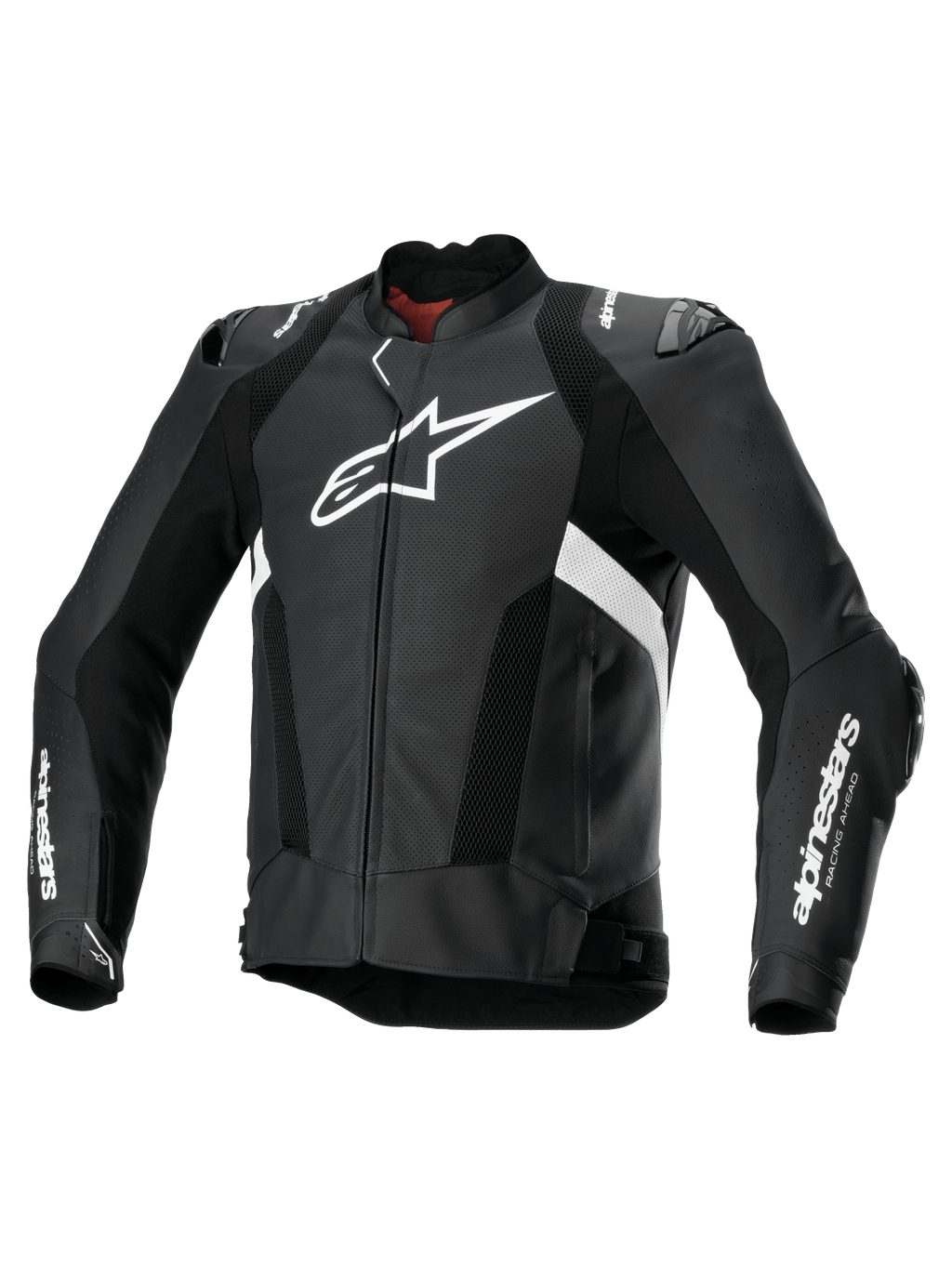 Alpinestars Missile V3 Airflow Leren Jas, heren motorjas voor sportracing, zwart en wit, geperforeerd leer met schouder- en elleboogbescherming en Tech-Air compatibiliteit