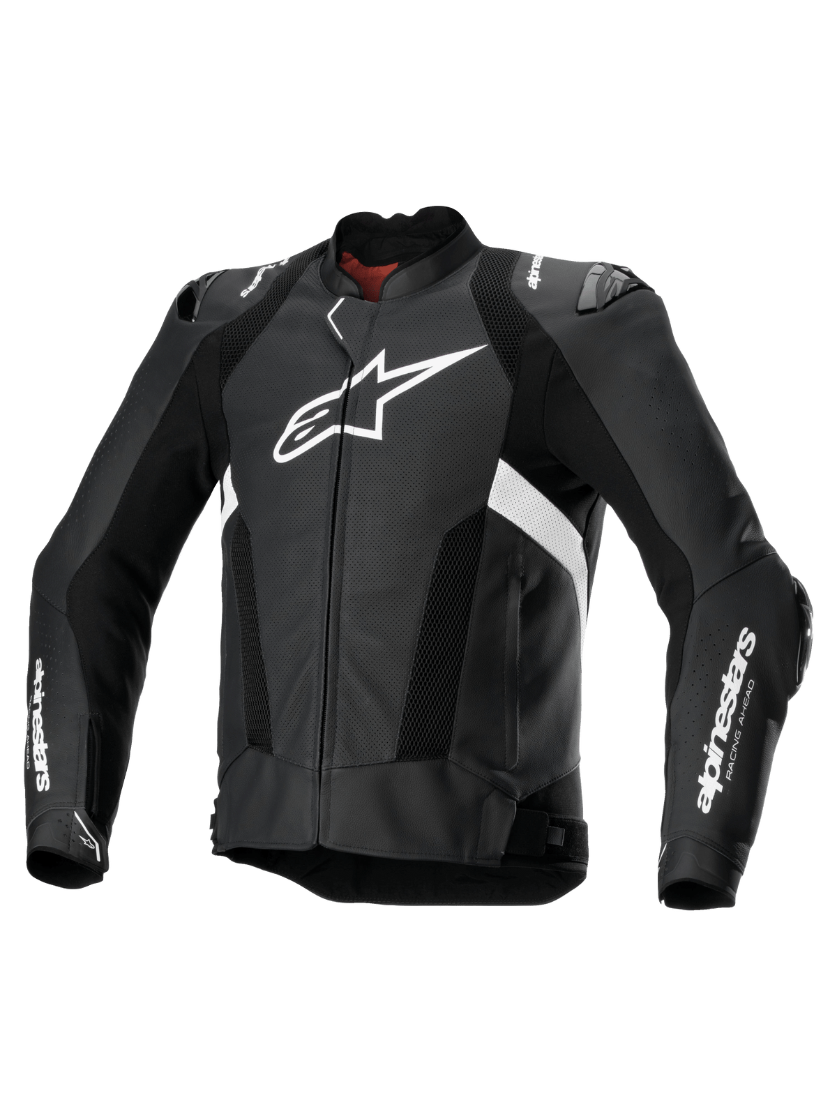 Alpinestars Missile V3 Airflow Leren Jas, heren motorjas voor sportracing, zwart en wit, geperforeerd leer met schouder- en elleboogbescherming en Tech-Air compatibiliteit