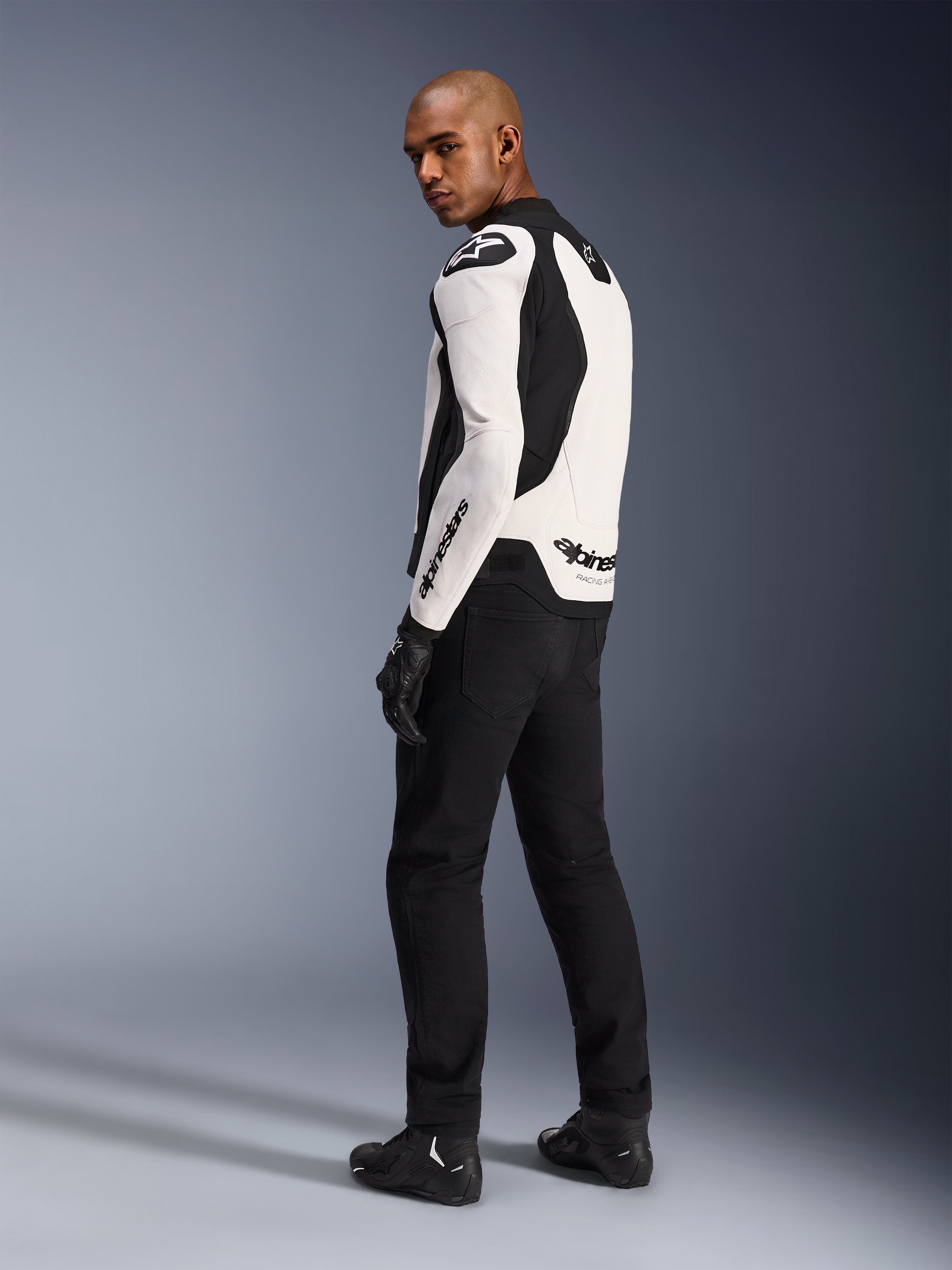 GP Force V2 Leather - Black Motorcycle Jacket | Alpinestars®