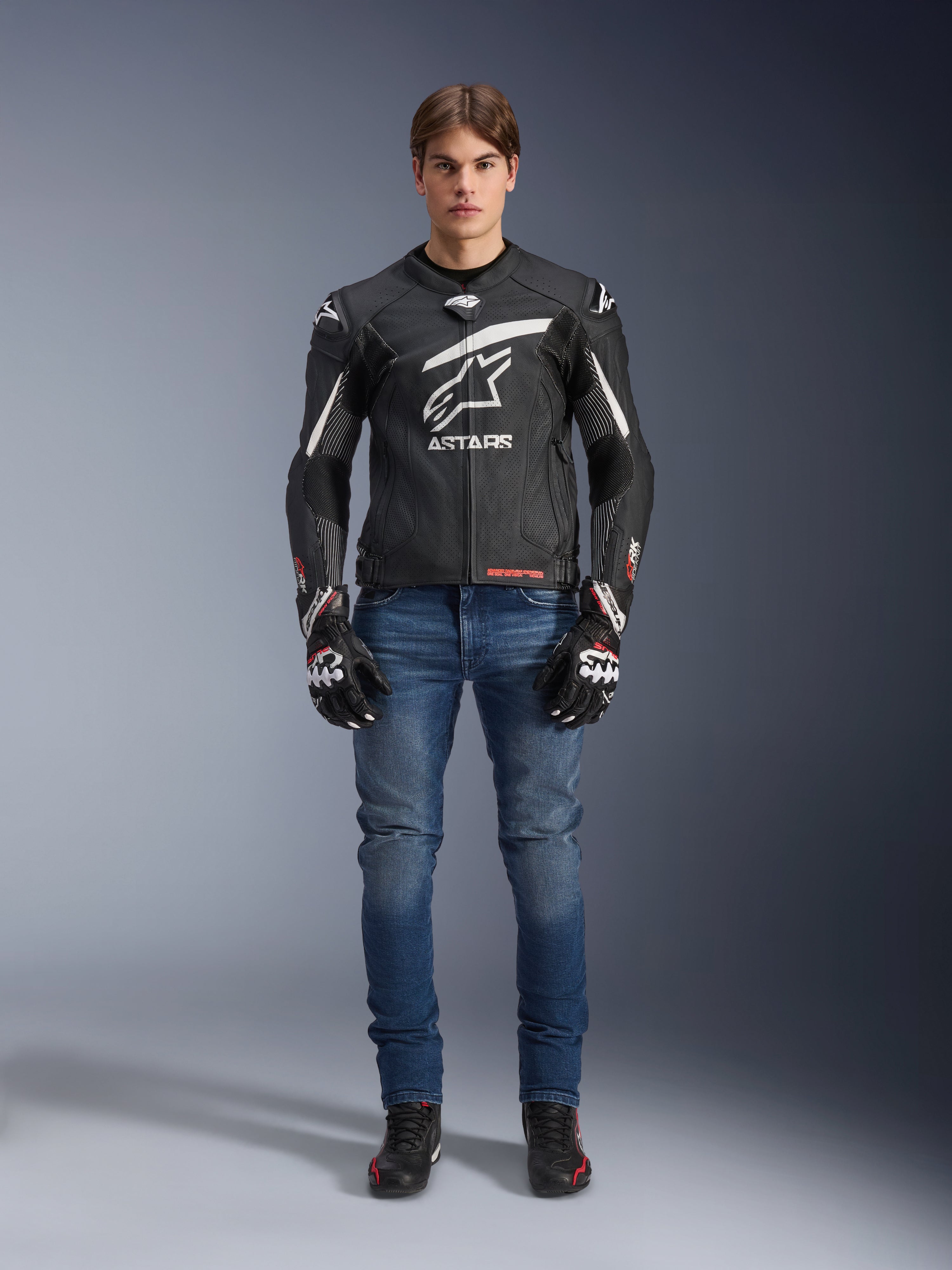GP Plus R V4 Rideknit Leren - Zwart Jas Motorcycle | Alpinestars®
