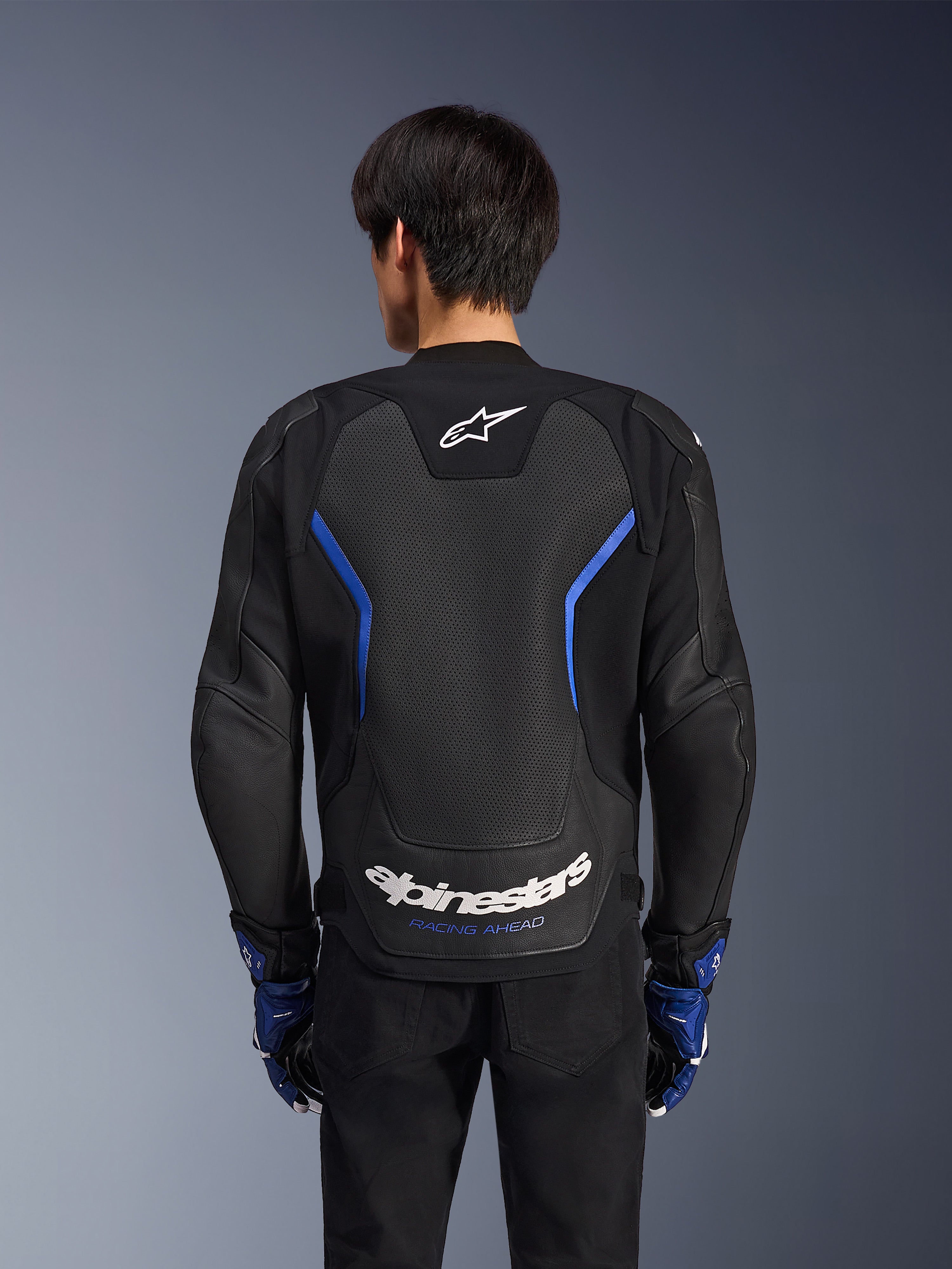 GP Force V2 Airflow Leather - Blue Motorcycle Jas | Alpinestars®