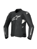 Alpinestars Dusk Airflow Leren Jas, heren motorjas, zwart en wit, uitgebreide perforaties, DFS-schouderbescherming, CE-gecertificeerd