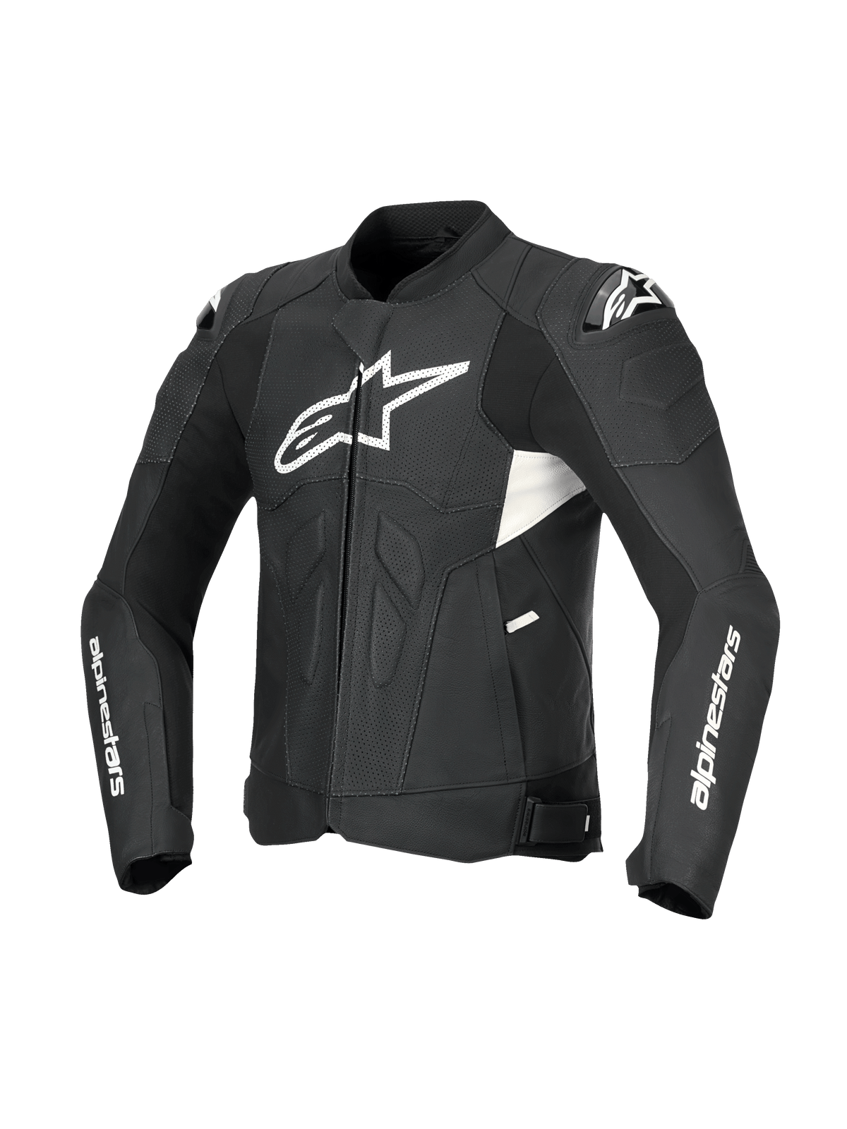 Alpinestars Dusk Airflow Leren Jas, heren motorjas, zwart en wit, uitgebreide perforaties, DFS-schouderbescherming, CE-gecertificeerd