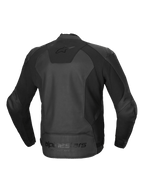Alpinestars Faster V3 Leren Jas, heren motorjas, achteraanzicht in het zwart, CE-gecertificeerd AA-klasse met geavanceerde HRSF-stretchpanelen en ergonomisch ontwerp