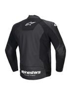 Alpinestars Faster V3 Airflow Leren Jas, heren sportmotorjas, achteraanzicht, zwart en wit, CE-gecertificeerd, HRSF stretchpanelen en geperforeerde lederen constructie