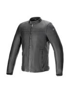 Alpinestars Blacktrack leren jas, zwarte rundleer herenmotorjas in urban stijl, Tech-Air Ready en CE-gecertificeerd.
