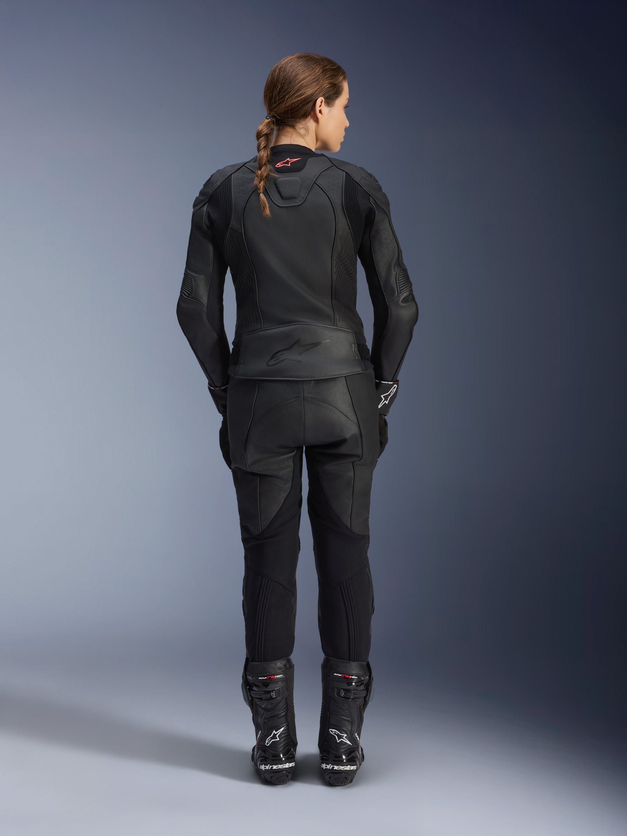 Plus Werkkleding Vrouwen Stella GP Plus V4 Leren Jas ZWART RACING