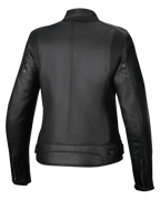 Alpinestars Stella Dyno Leren Jas, dames motorjas, achteraanzicht, zwart met rode accenten, premium runderleren constructie
