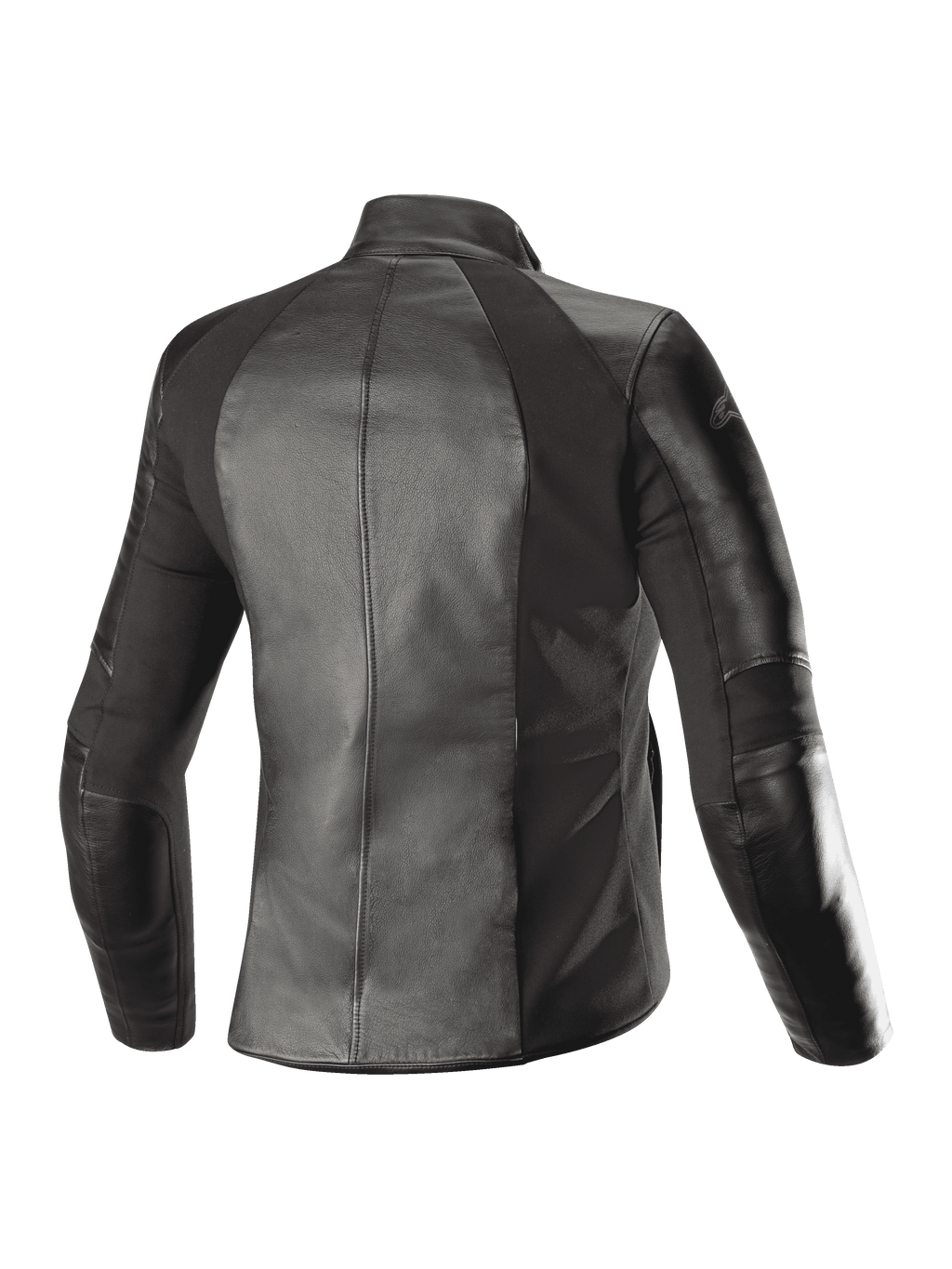 Alpinestars Stella Vika V2 Leren Damesjas, zwart, achteraanzicht, vervaardigd uit volnerfleer met aramide stretchpanelen voor een getailleerde vrouwelijke pasvorm, stedelijke motorkleding.